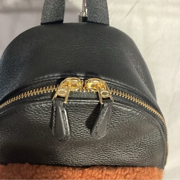 SOLD………..Coach Black Leather Mini Backpack with Brown Shearling EUC - Picture 7 of 15